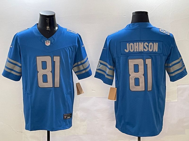 Men Detroit Lions #81 Johnson Blue three generations 2024 Nike Limited NFL Jersey style 0102->detroit lions->NFL Jersey